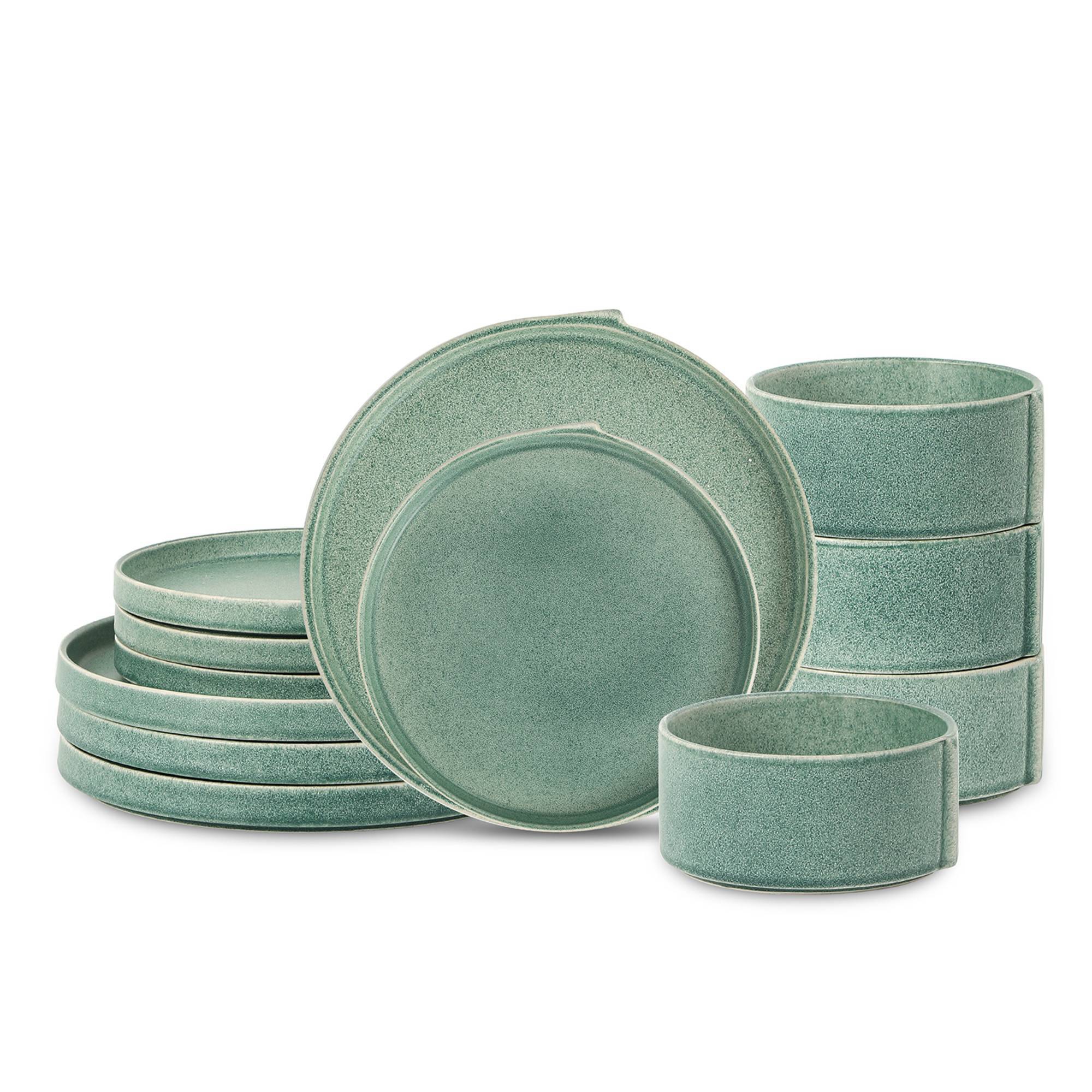 Stone Lain 12pc Bao Stoneware Dinnerware Set Green