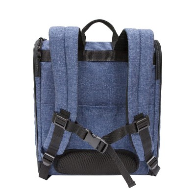 Denim Blue Soft-Sided Pet Carrier Backpack with Mesh Windows