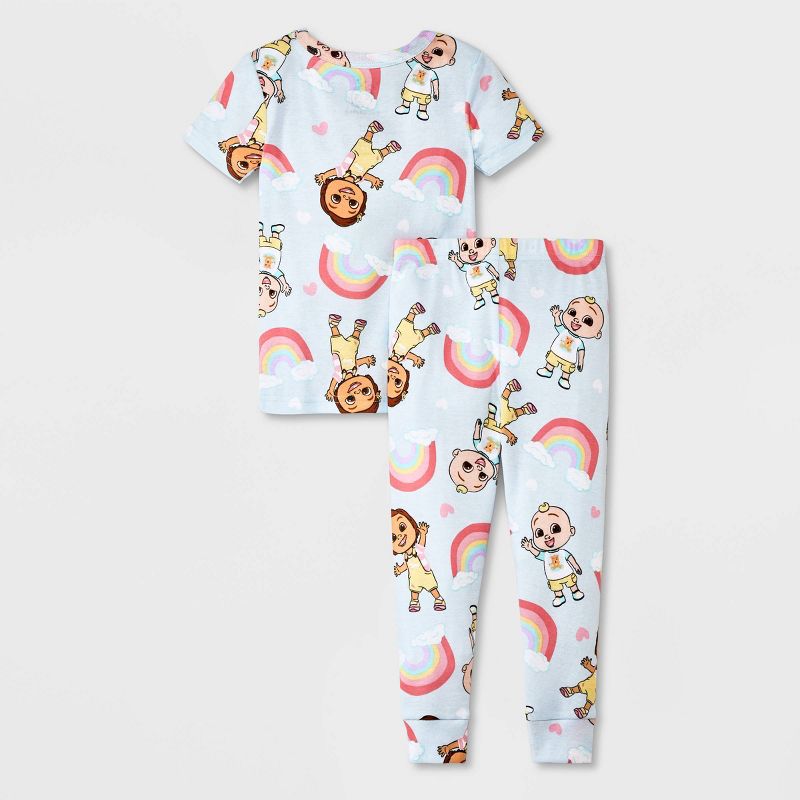 Toddler Girls&#39; 4pc Cocomelon Rainbow Snug Fit Pajama Set - Blue, 2 of 4