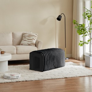 Grungis Modern Stylish Pouf Ottoman with Storage, Corduroy Foot Stool with Arch Hollow Design for Bedroom, Living Room, Black - 1 of 4