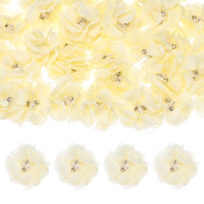 Unique Bargains Mesh Fabric Rhinestone Pearl Chiffon Flowers 2.17 x 2.17 Inch