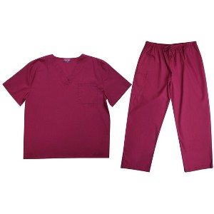 Tropi Mens Scrub Sets - Four Pocket Medical Scrubs Uniform (V-Neck with Cargo Pant) - 1 of 3