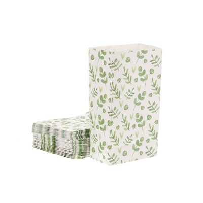 Unique Bargains Paper Gift Bag Pack Green Leaf Storage Bag for Party Favor