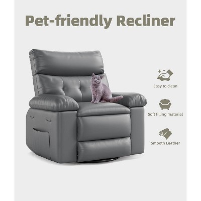 Oversized Recliner Chairs with Massage and Heat - 360° Swivel Lazy Rocking Chair for Adults with Remote Control for Living Rooms - Grey
