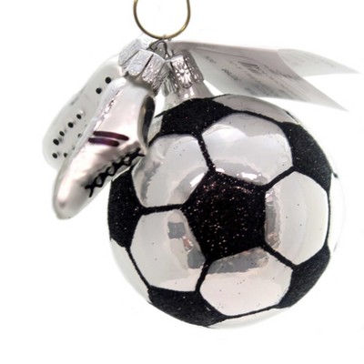 Golden Bell Collection 3.0" Soccer Ball & Cleats Ornament Czech Shoes Sports  -  Tree Ornaments