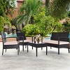 Costway 8PCS Patio Rattan Conversation Furniture Set Cushioned Seat Glass Table - 2 of 4