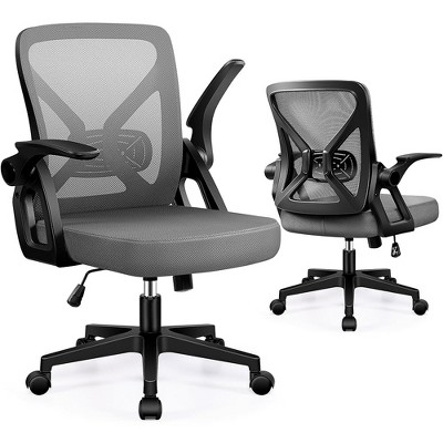 KERDOM Ergonomic Desk Chair Breathable Mesh Task Chair with Wheels Lumbar Support Home Desk Office Chair with Flip up Armrest,Dark Gray