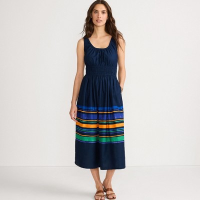 Lands' End Women's Sleeveless Poplin Smocked Midi Dress