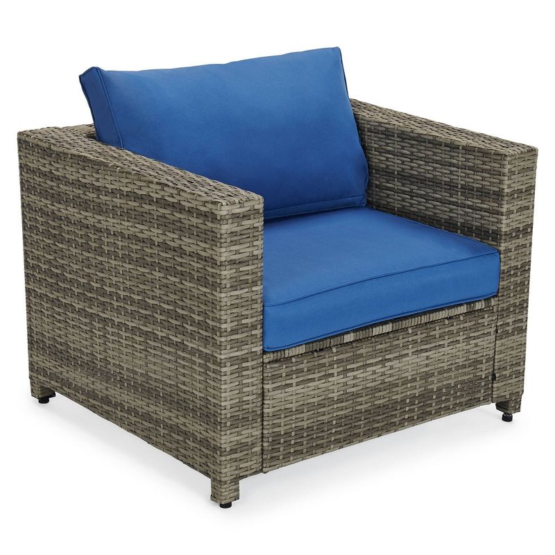 4pc Wicker Patio Sectional Seating Set - Blue - EDYO LIVING, 6 of 11