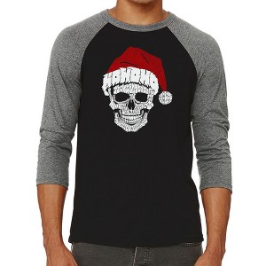 LA Pop Art Santa Skull - Men's Raglan Baseball Word Art T-Shirt - 1 of 4