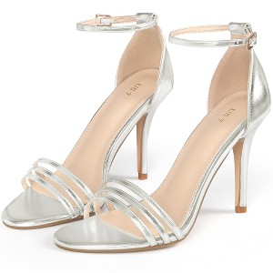 Perphy Women's Open Toe Ankle Buckle Strap Stiletto Heel Strappy Sandals - 1 of 4