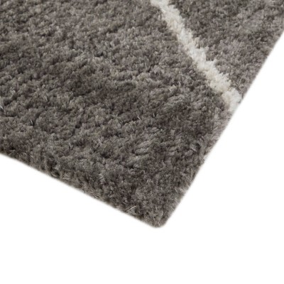 Charcoal and Cream Synthetic Stain-Resistant Stripe Area Rug