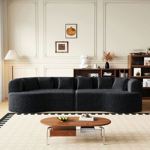 Resenkos 106.3" Curved Sectional Sofa, 4-Seater Cloud Couch with 6 Pillows and Memory Foam Comfort, Light Khaki - 1 of 4