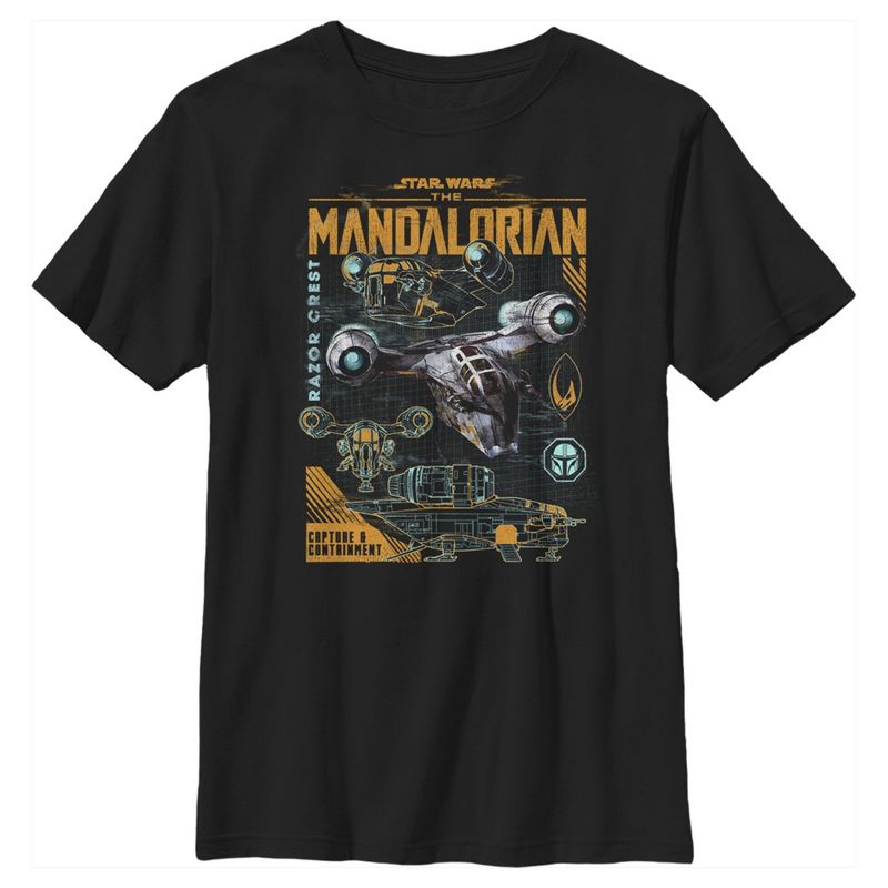 Boy's Star Wars The Mandalorian Razor Crest Capture and Containment T-Shirt, 1 of 6
