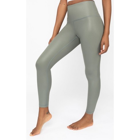 90 Degree By Reflex Interlink Faux Leather High Waist Cire Ankle Legging -  Mulled Basil - Small : Target