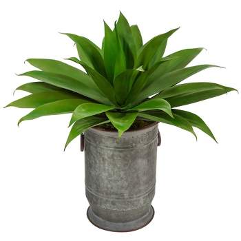 Nearly Natural 26-in Agave Succulent Artificial Plant in Vintage Metal Planter