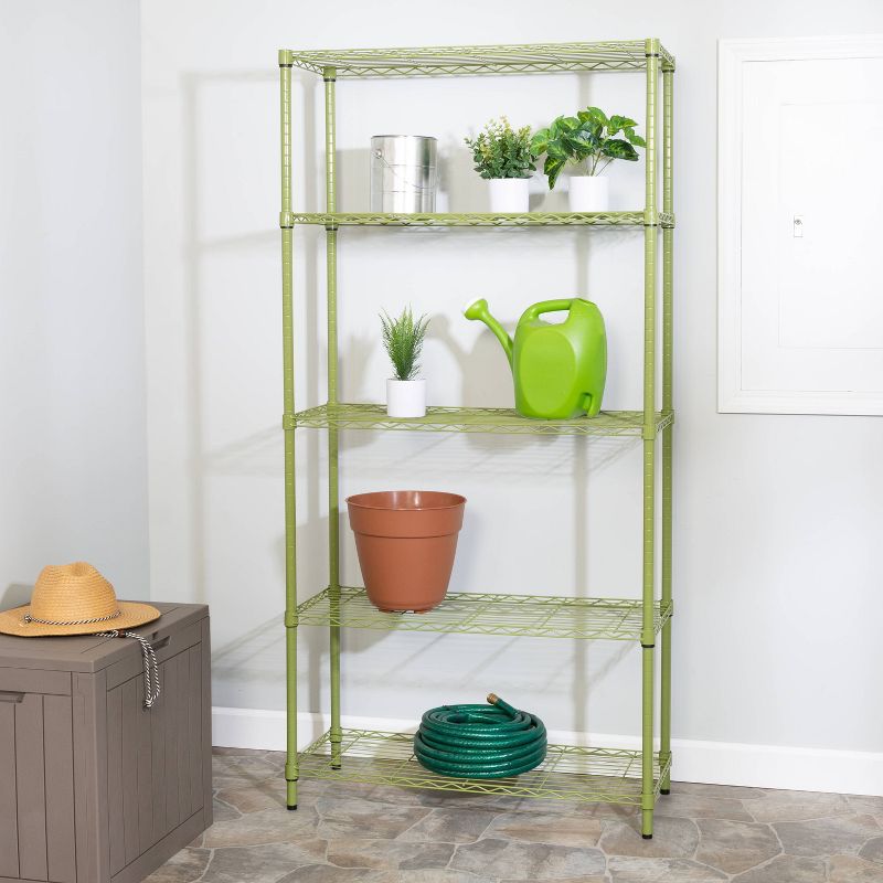 Honey-Can-Do 5 Tier Shelving Unit Olive, 3 of 5