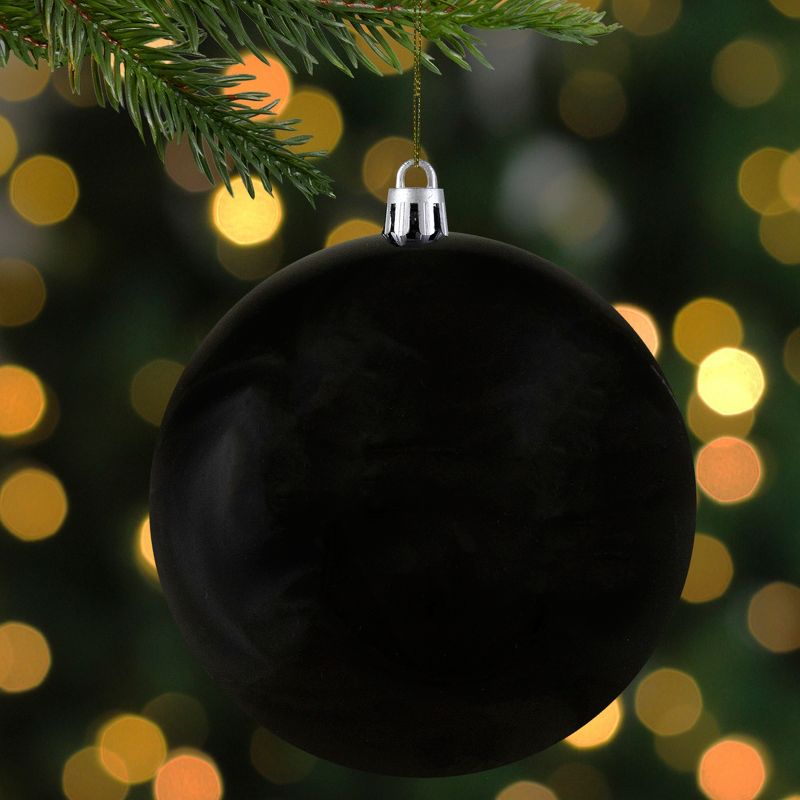 Northlight Shiny Black Shatterproof Christmas Ball Ornament 4" (100mm), 4 of 5