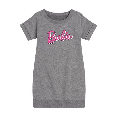 - Barbie - Sketch Original Graphic Short Sleeve Fleece Dress