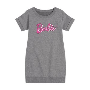Girls' - Barbie - Sketch Original Graphic Short Sleeve Fleece Dress - 1 of 3