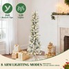 Mydepot Snow Flocked Pencil Christmas Tree, Prelighted Artificial Slim Christmas Trees for Home Office - 4 of 4