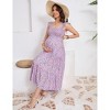 Womens Square Neck Smocked Maternity Dress Flutter Sleeve Summer Maxi Sundress - 4 of 4
