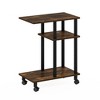 Furinno U-Shape Rolling Storage Cart Sofa Side End Table w/Open Display Shelf,Amber Pine - 3 of 4