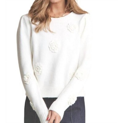 Women's Flower and Pearl Knit Sweater - J.NNA