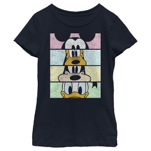 Girl's Mickey & Friends Distressed Group Cropped Portraits T-Shirt - 1 of 4