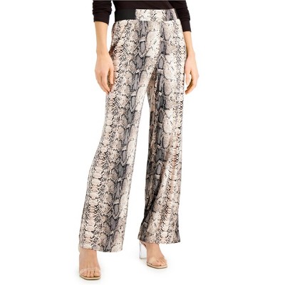 I.N.C International Concepts Womens Snake Print Casual Wide Leg Pants, Black, Small