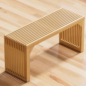 Kumasinova 1-Seat Solid Wood Entryway Bench, Grille-Inspired Design End of Bed Bench, Versatile Ottoman Foot Rest for Living Room & Bedroom - 1 of 4