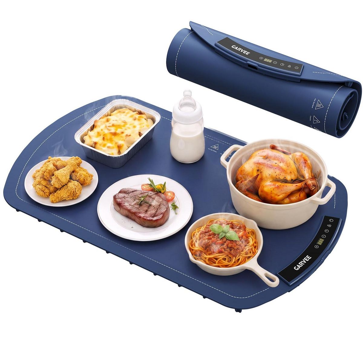 Garvee 26"x16" Electric Food Warming Mat – 8 Temps, 6H Timer, 250W, Child Lock, Auto Shut-Off – Rollable Silicone Warmer for Kitchen, Buffet, Parties - thumbnail 8