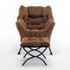 Sapphtopaz Velvet Accent Chair and Ottoman Set Tufted Upholstered Recliner Chair with Metal Legs Leisure Reading Chair for Living Room, Bedroom - 3 of 4