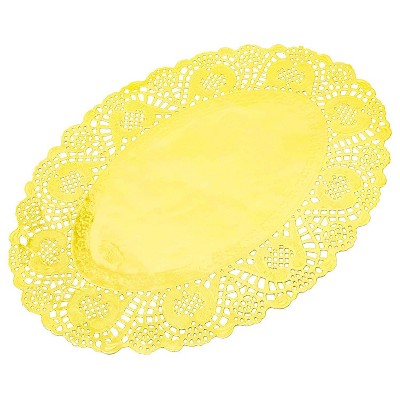  Juvale 100-Pack Gold Disposable Oval Paper Lace Doilies Placemats 14 x 10.5 in 