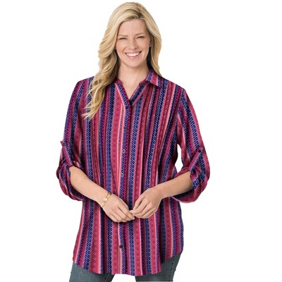 Woman Within Plus Size Rayon 7-Day Pintucked Tunic Blouse