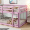 Vynxaria Solid Rubber Wood Twin Over Twin Floor Bunk Bed with Ladder & Strengthened Slats - 3 of 4