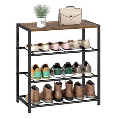 SKONYON Shoe Rack Free Standing Shoe Rack Organizer with Metal Mesh Shelves