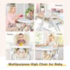 Infans Baby Convertible Folding Adjustable High Chair w/Wheel Tray Storage Basket Beige - 4 of 4