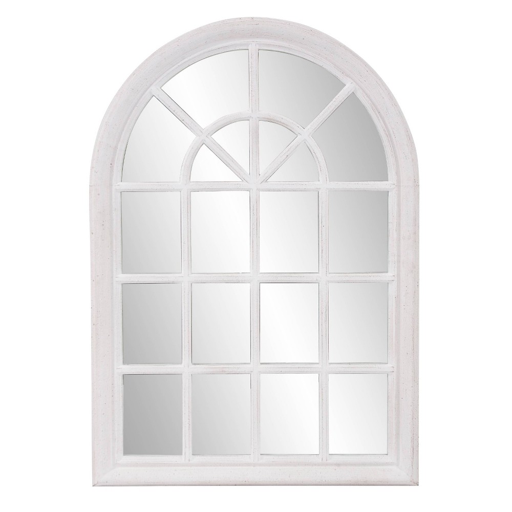 Photos - Wall Mirror Howard Elliott 29"x41" Arched Windowpane  White Wash