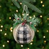 Northlight Plaid with Burlap Christmas Ball Ornaments - 6" (152mm) - Black and White - 4ct - 2 of 4