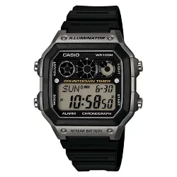 Men's Casio Classic Digital Watch with Gray Accents - Black (AE1300WH-8AVCF)