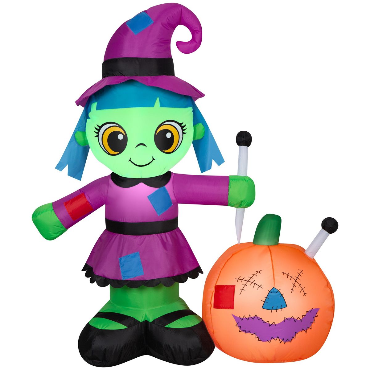 Gemmy Airblown Inflatable Witch w/Hex JOL Scene, 4.5 ft Tall, Multi
