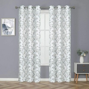Kate Aurora 2 Pack Shabby Chic Grommet Top Floral Cherry Blossom Curtain Panels - 1 of 3