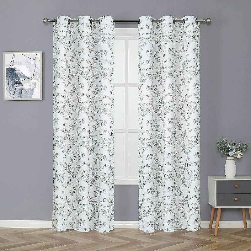 Kate Aurora 2 Pack Shabby Chic Grommet Top Floral Cherry Blossom Curtain Panels, 1 of 4