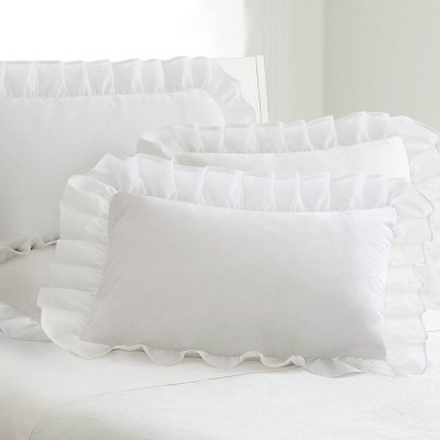 Standard White Cotton Ruffled Cottagecore Pillow Sham