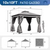 VYNXARIA 10*10 Outdoor Gazebo Tent with Double Roofs, Patio Gazebo with Mosquito Netting and Privacy Screens(Gray) - 3 of 4