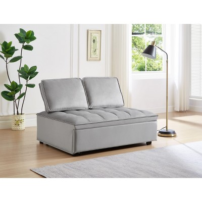 NicBex Couches for Living Room Armless Convertible Sleeping Single Sofa Bed Velvet Upholstered Couch with Removable Back for Apartment