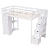 NicBex Twin Size Bunk Bed Loft Bed Pine Bed Frame with 4 Drawers, 3 Shelves, Storage Stairs and Guardrail, No Box Spring Required - 3 of 4