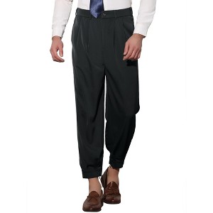 Lars Amadeus Men's Double Pleated Zipper Leg Tapered Formal Dress Pants - 1 of 4