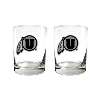 NCAA Utah Utes Stealth 16oz. Glass Set 2pk